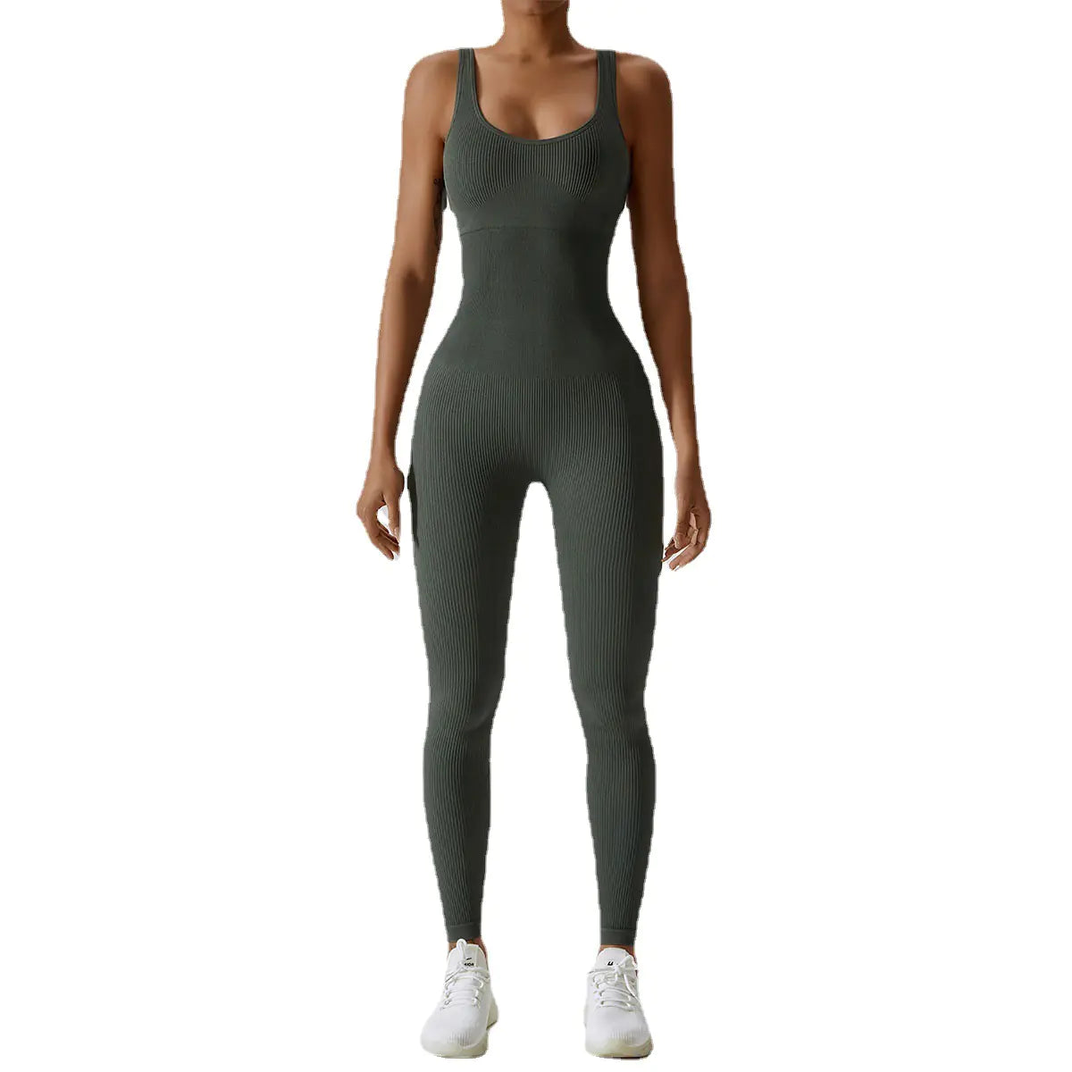 Seamless Knitted Yoga Jumpsuit with Long Pants Set
