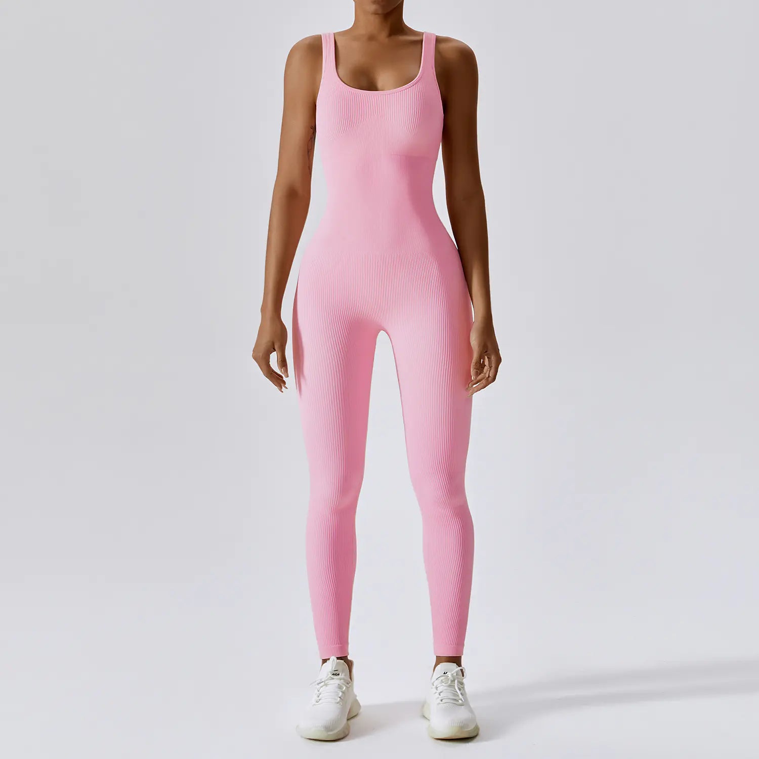 Seamless Knitted Yoga Jumpsuit with Long Pants Set