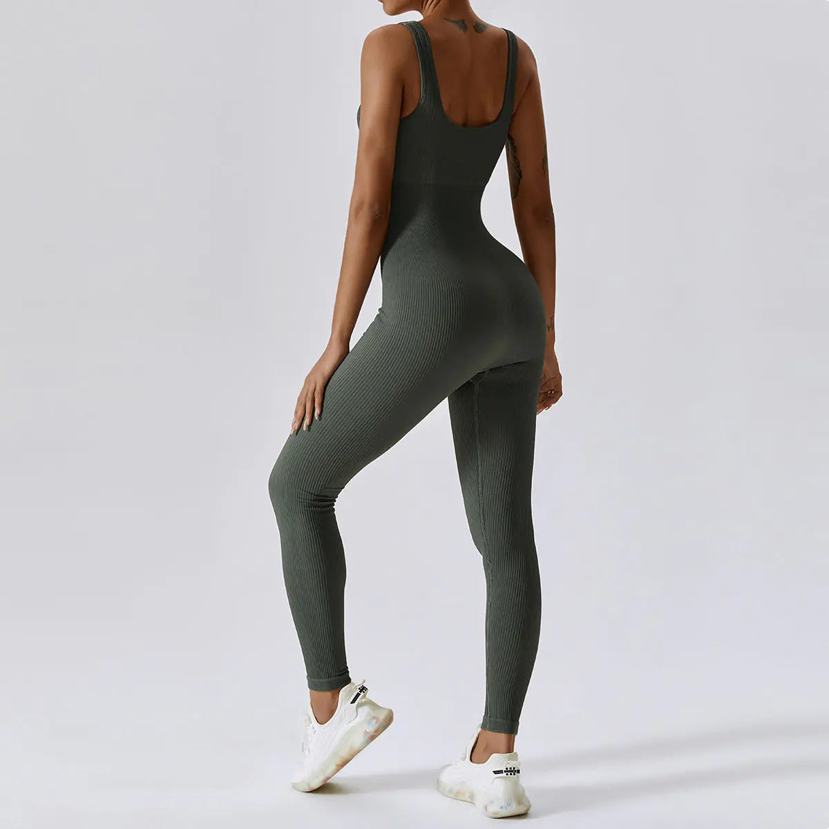 Seamless Knitted Yoga Jumpsuit with Long Pants Set