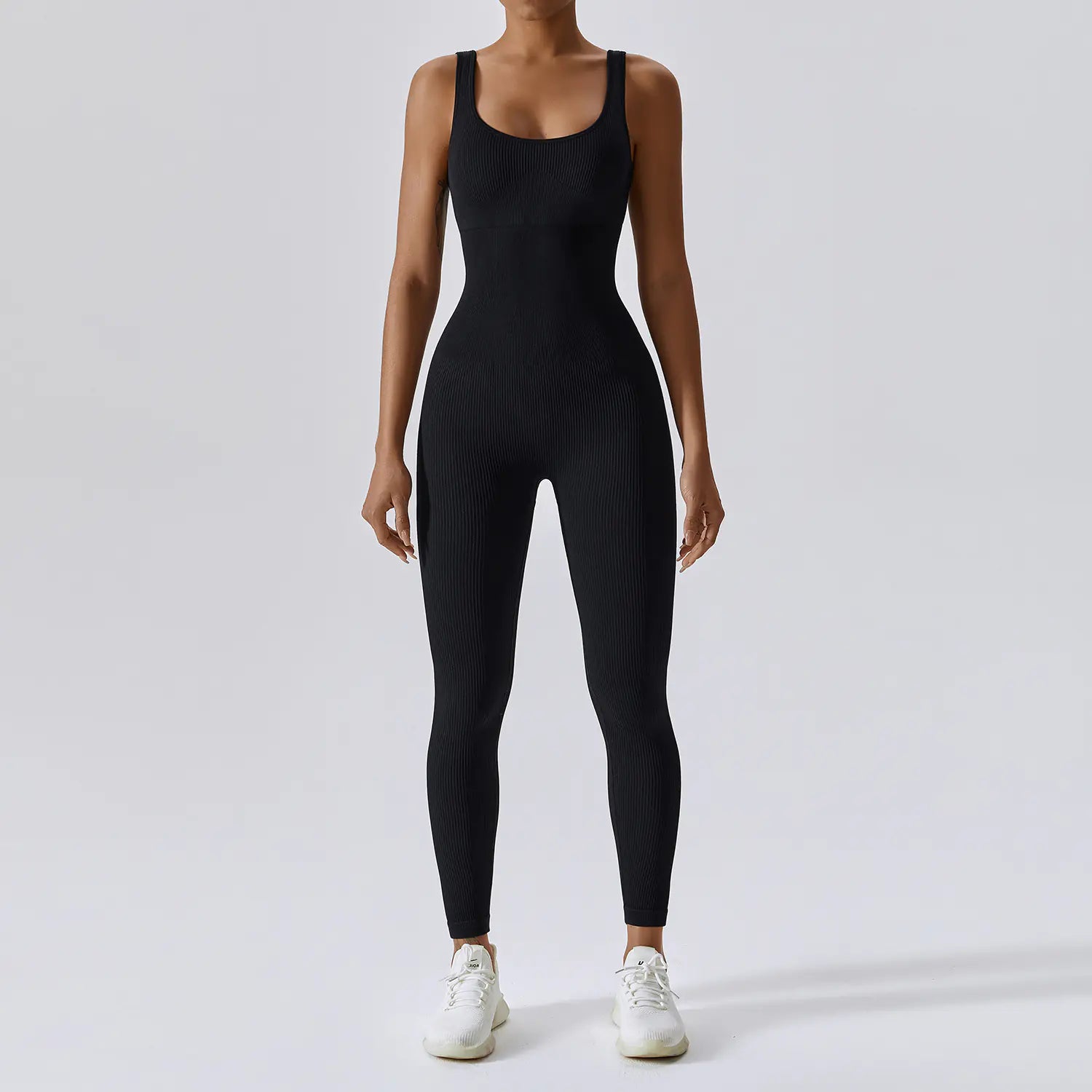 Seamless Knitted Yoga Jumpsuit with Long Pants Set