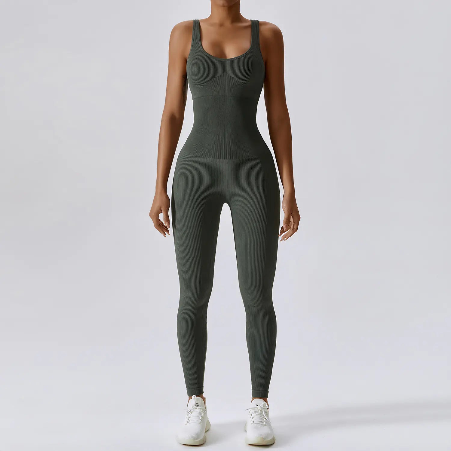 Seamless Knitted Yoga Jumpsuit with Long Pants Set