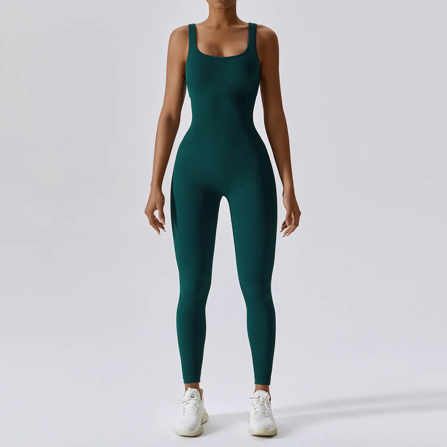 Seamless Knitted Yoga Jumpsuit with Long Pants Set