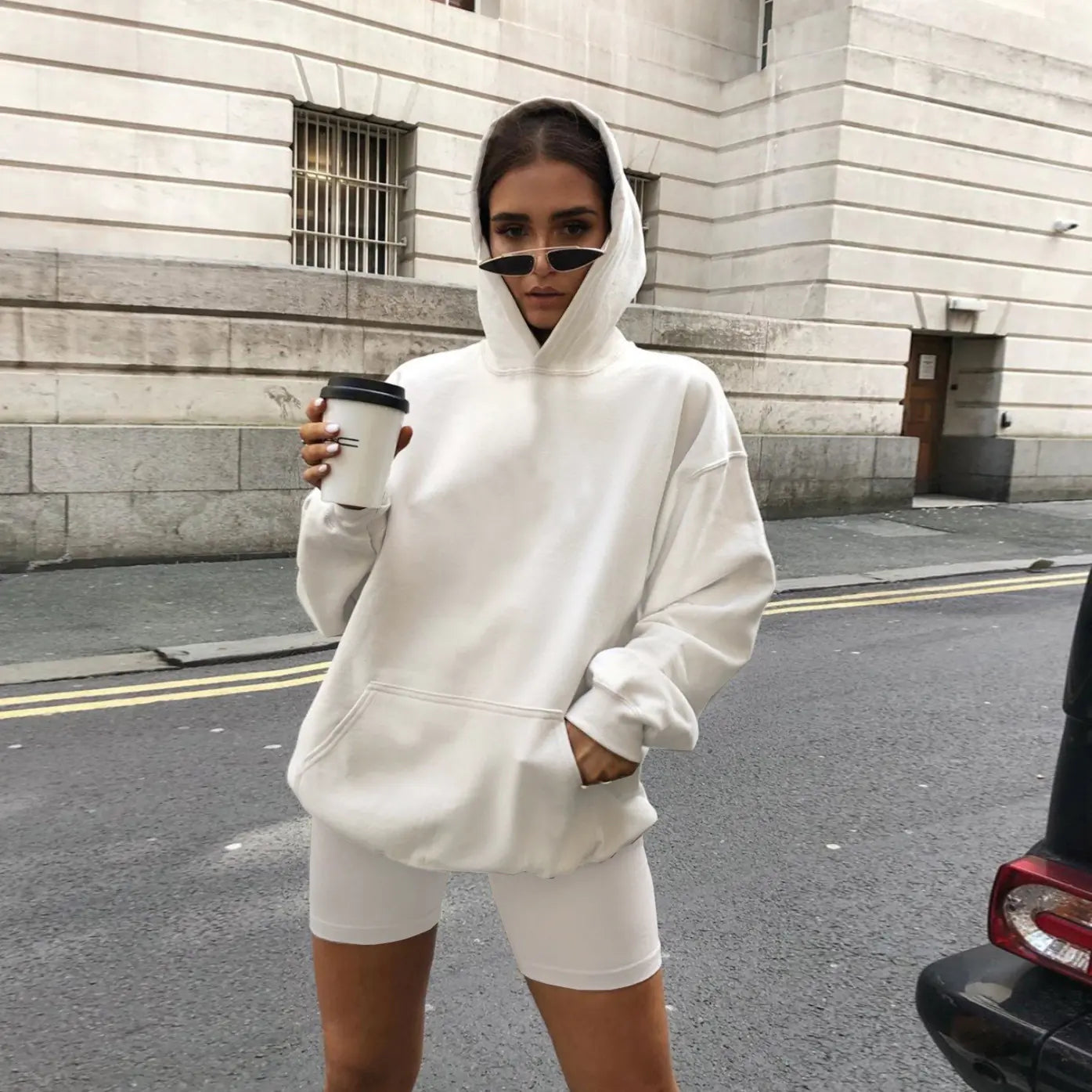 Fashionable Loose-Fit Women's Hoodie and Shorts Set