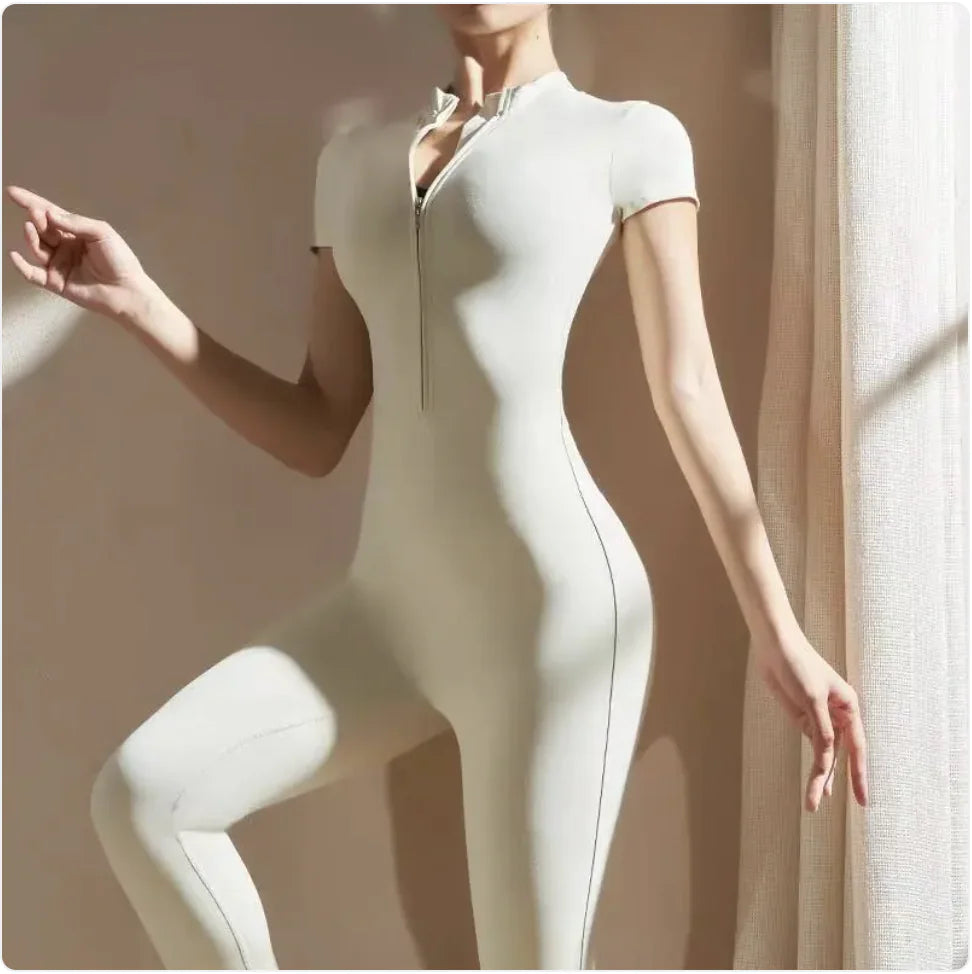 Women's Long-Sleeve Zipper Yoga Jumpsuit