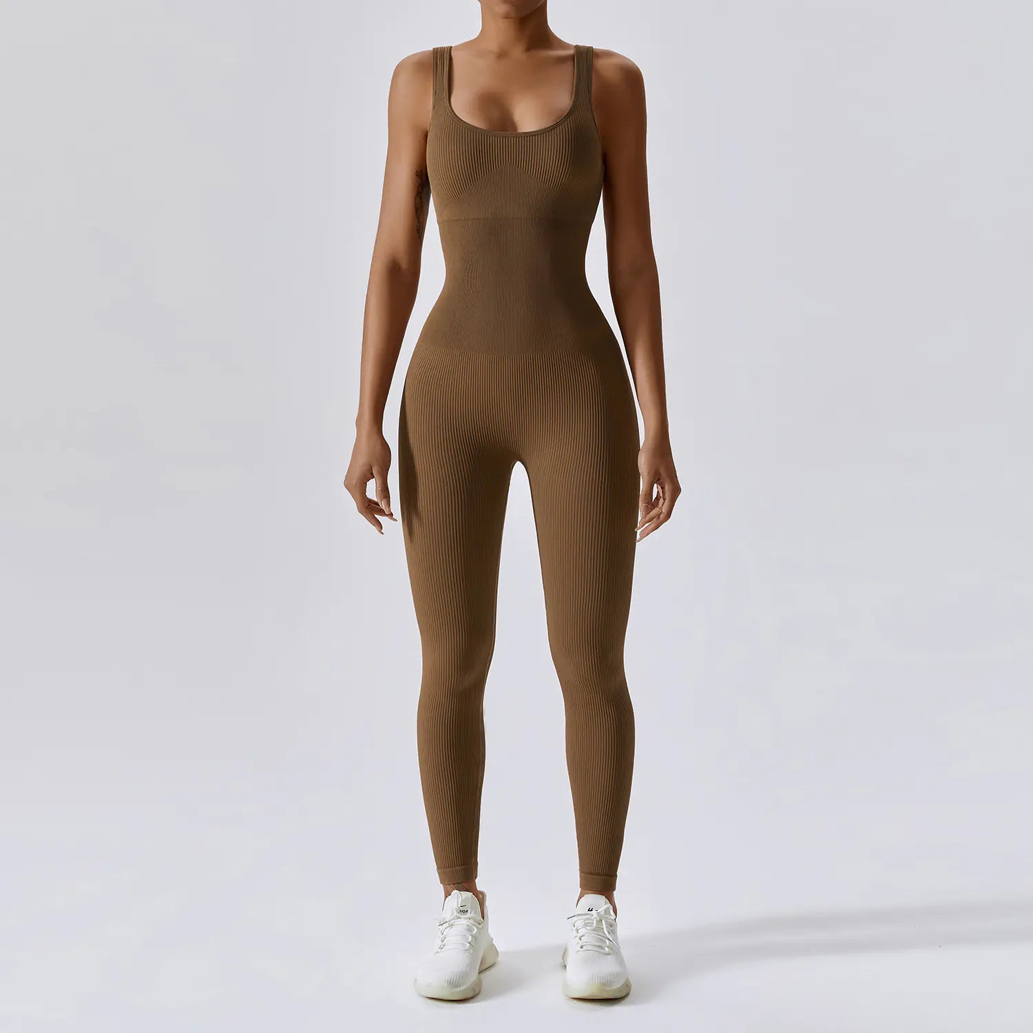 Seamless Knitted Yoga Jumpsuit with Long Pants Set