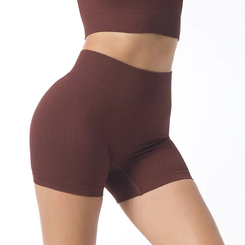 High Waist Threaded Sports Shorts for Hip Raise
