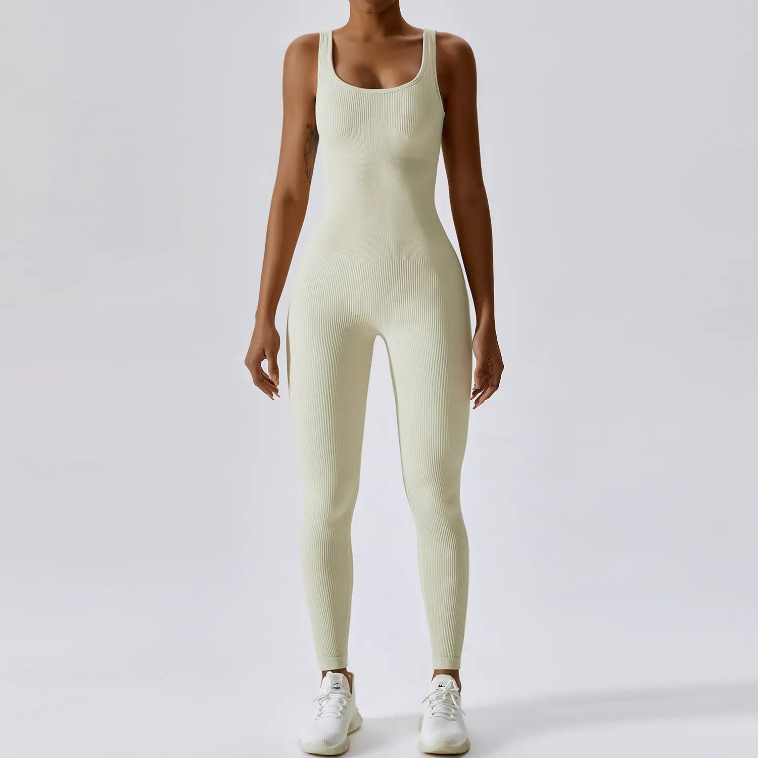 Seamless Knitted Yoga Jumpsuit with Long Pants Set